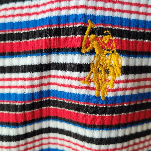 U.S. POLO ASSN. Pencil Knee Dress Red Blue White Striped Large Pull On Logo - Picture 4 of 9